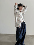 Chicmy- Vintage Striped Floral Long-Sleeve Shirt