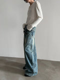 Chicmy- Wide-Leg Vintage Distressed Jeans