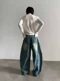 Chicmy- Wide-Leg Vintage Distressed Jeans