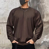 ChicMy-Fall Outfits - Men's Sweatshirt Black Brown Khaki Gray Crew Neck Plain Sports & Outdoor Daily Holiday Cotton Streetwear Basic Casual Spring &  Fall Clothing Apparel Hoodies Sweatshirts