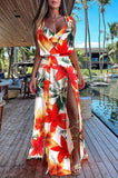 CHICMY-Women's Spring and Summer Outfits, Casual and Fashionable Sweet By The Sea Printed Slit Cover-Up Maxi Dress