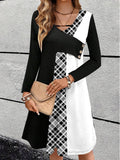 ChicmyCasual Buckle Loose Plaid Dress
