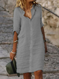 Chicmy Cotton And Linen Loose Linen Plain Dress