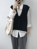 Chicmy-Knitting Irregularity Solid V-Neck Vest