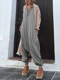 Chicmy-Hooded Long Sleeves Buttoned Solid Color Hooded Jumpsuits