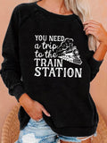 ChicmyVintage Text Letters Loose Sweatshirt