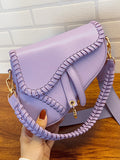 Chicmy-Urban Split-Joint Solid Color PU Shoulder Bag Saddle Bag