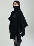 Chicmy-Casual Long Sleeves Loose Solid Color High-Neck Shawl&Sweater Dresses Two Pieces Set