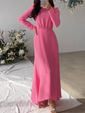 CHICMY-Graduation gift, graduation evening dress Solid Color High-Waisted Tied Waist A-Line Bodycon Maxi Dresses