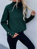 Chicmy-Casual Loose Solid Color High-Neck Long Sleeves Knitwear