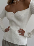 Chicmy-Urban Skinny Solid Color Square-Neck Sweater Tops