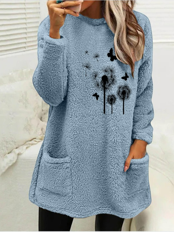 ChicmyLoose Casual Fluff/Granular Fleece Fabric Dandelion Sweatshirt