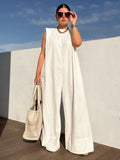 Chicmy-Solid Color Sleeveless Wide Leg Jumpsuits