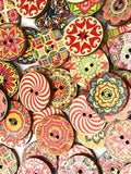 Chicmy-Vintage Style Round Printed Wooden Buttons