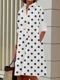 Chicmy-Vintage Long Sleeves Polka Dot Lapel Midi Dresses