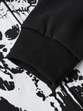 Chicmy-Men's Gothic Skull Print Oversized Hoodie