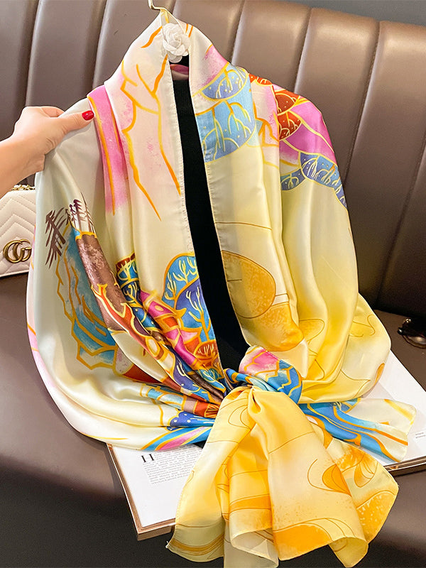 Chicmy-Contrast Color Printed Sun-Protection Shawl&Scarf