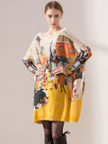 Chicmy-Original Loose Cartoon Printed Round-Neck Long Sleeves Sweater Dress