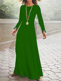 Chicmy- Casual Solid Color Round Neck Long Sleeve Maxi Dress