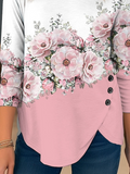 ChicmyCrew Neck Casual Floral T-Shirt