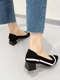 Chicmy-Contrast Color Pointed-Toe V-Cut Pumps