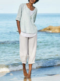 ChicmySummer Linen Casual Solid Pants