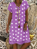 Chicmy JFN V Neck polka dots Casual Midi Linen Dress