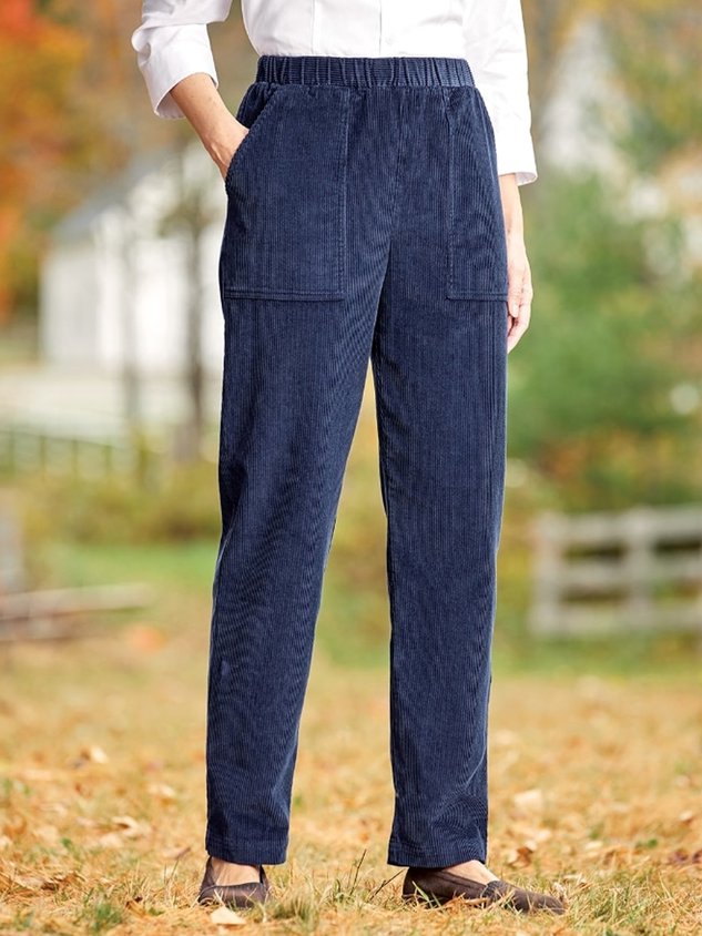 ChicmyWomen's Wide-Wale Corduroy Pull-On Pants