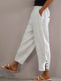 ChicmyLoose Buttoned Cotton And Linen Linen Pants