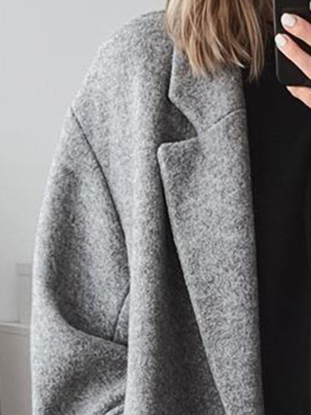 ChicmyWomen Pockets Solid Wool-blend Coat