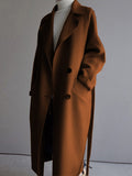 Chicmy-Urban Loose Solid Color Belted Woolen Coat