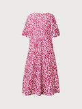 Chicmy- JFN Round Neck Pockets Floral Casual Midi Prom Dress