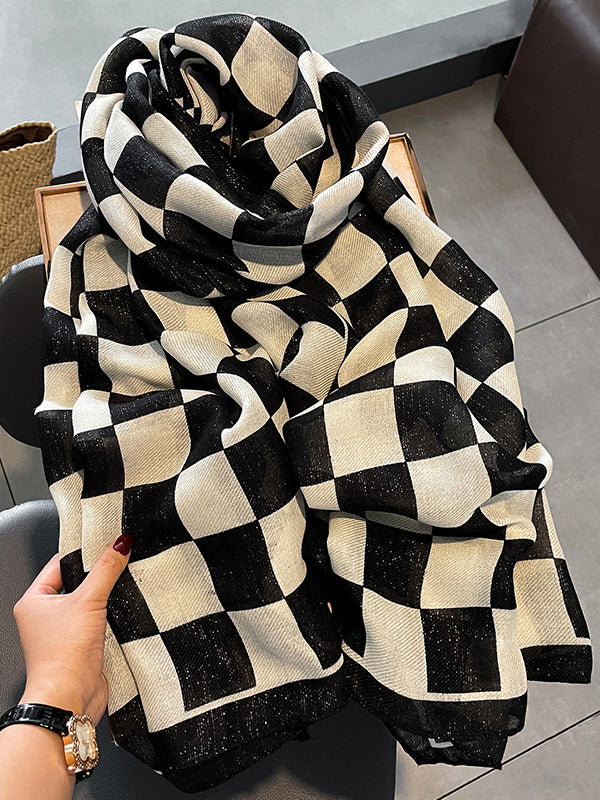 Chicmy-Simple Fashion Contrast Color Plaid Printed Scarf
