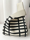 Chicmy-Original Contrast Color Plaid Woven Handbags Bags Accessories