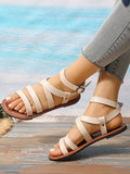 ChicmyVintage Casual Leather Strap Gladiator Greek Sandals