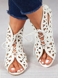 ChicmyResort Cutout Lace-Up Sandal Boots Dressy Wedding Sandals