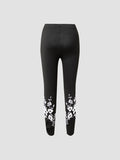 ChicmyJFN Hollow Out Color Block Floral Regular Fit Leggings