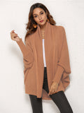 Chicmy-Casual Batwing Sleeves Loose Solid Color Cardigan Tops