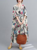 Chicmy-Vintage Floral Round-Neck Dress