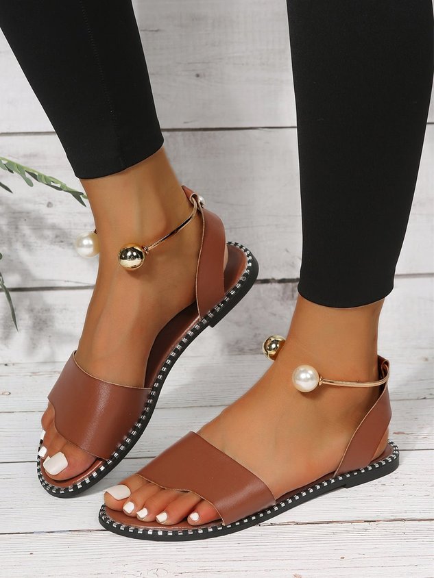 ChicmyPearl Ring Casual Flat Sandals
