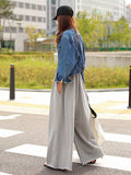 Chicmy-Loose Urban Gray Wide Leg Elastic Waist Pants