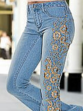 ChicmyDenim Regular Fit Floral Casual Jeans