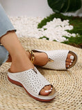 ChicmyVintage Hollow Out Wedge Slide Sandals