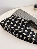 Chicmy-Contrast Color Houndstooth Woven Handbag Bags