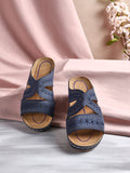 ChicmyFloral Embroidered Cutout Boho Casual Wedge Slides