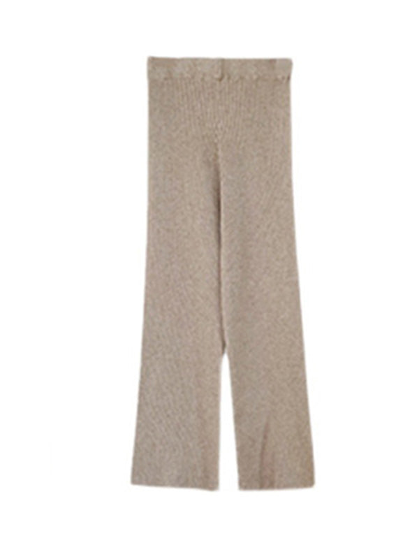 Chicmy-Urban Loose Solid Round-Neck Split-Side Sweater& Wide Leg Pants Suits
