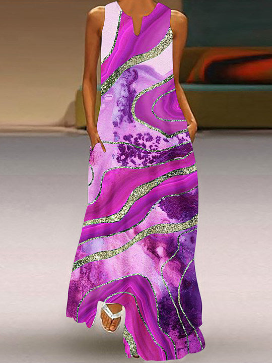Chicmy- Sleeveless Printed Casual Maxi Dress