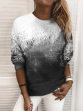 ChicmyWomen Christmas Crewneck Sweatshirt Fashion snowflake Print Long Sleeve Shirt Casual Loose Fit Top