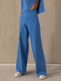 Chicmy-Casual Solid Color Irregularity High-Neck Sweater& Wide Leg Pants Suits