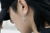 Chicmy-Korean style, Korean men's outfit, minimalist style, street fashionCROSS STAR PENDANT DANGLE EARRING